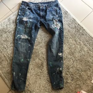 Gently worn Polo Astor slim painted boyfriend jean
